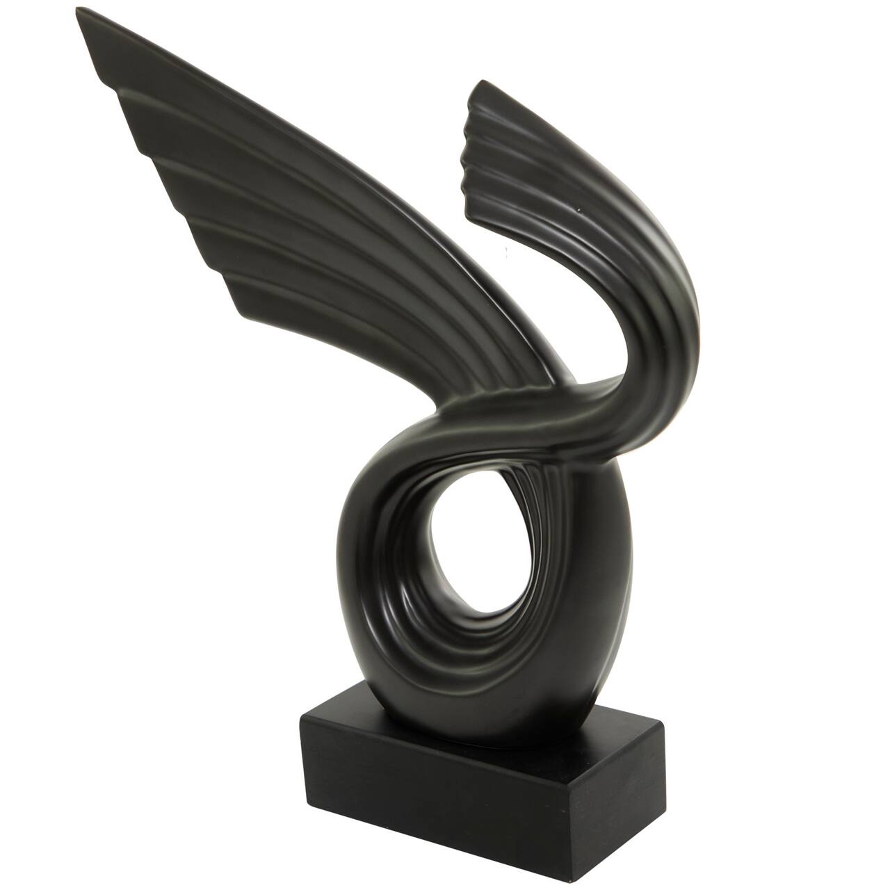 15" Porcelain Wing Abstract Sculpture with Black Base
